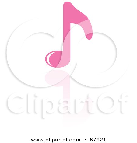Royalty-Free (RF) Clipart Illustration of a Shiny Pink Music Note With A Reflection by Rosie Piter
