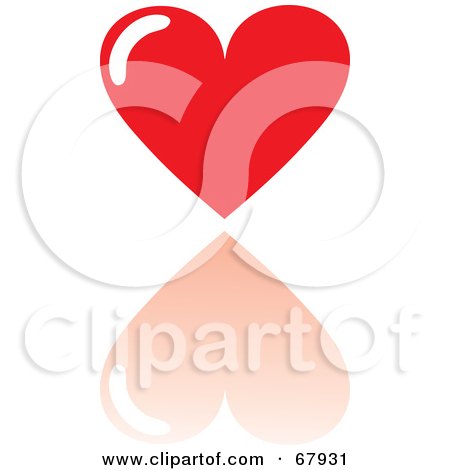 Royalty-Free (RF) Clipart Illustration of a Red Love Heart With A Reflection by Rosie Piter