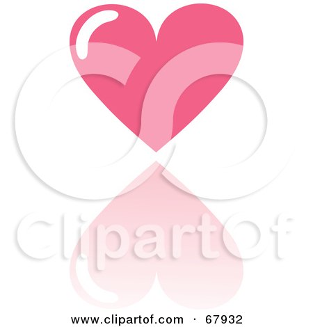 Royalty-Free (RF) Clipart Illustration of a Pink Love Heart With A Reflection by Rosie Piter