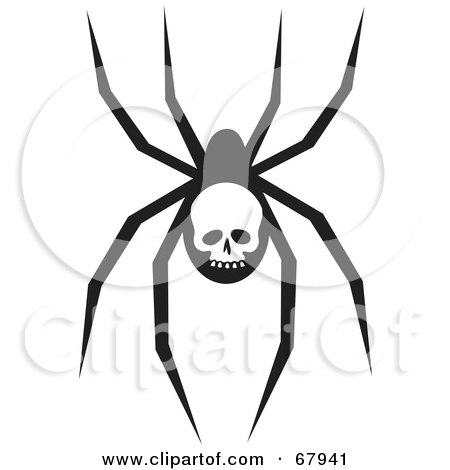 Royalty-Free (RF) Clipart Illustration of a Creepy Black Spider With A Skull Marking by Rosie Piter