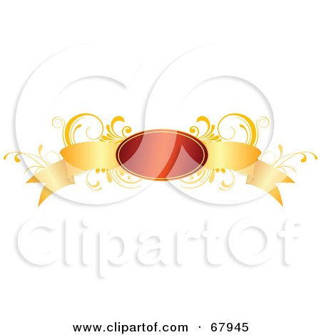 Royalty-Free (RF) Clipart Illustration of a Red And Gold Floral Banner - Version 6 by OnFocusMedia
