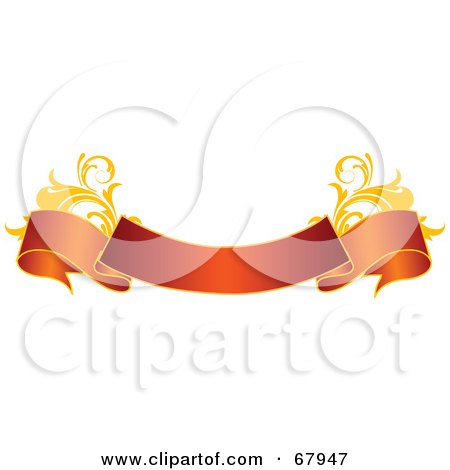 Royalty-Free (RF) Clipart Illustration of a Red And Gold Floral Banner - Version 4 by OnFocusMedia