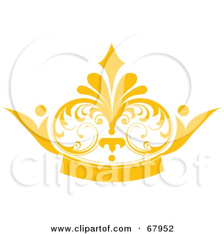Royalty-Free (RF) Clipart Illustration of a Golden Elegant Floral Crown Design by OnFocusMedia