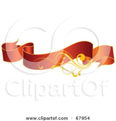 Royalty-Free (RF) Clipart Illustration of a Red And Gold Floral Banner - Version 1 by OnFocusMedia