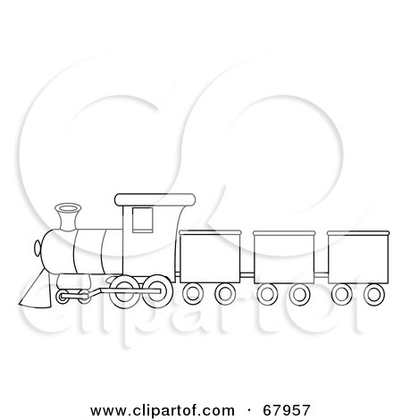 Royalty-Free (RF) Clipart Illustration of a Black And White Train Outline by Pams Clipart
