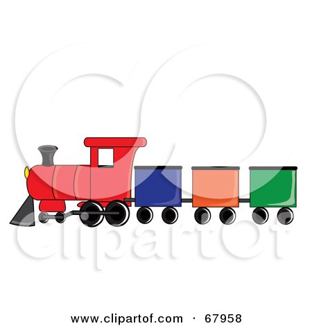 Royalty-Free (RF) Clipart Illustration of a Colorful Train With Different Box Cars by Pams Clipart