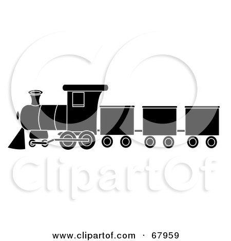 Royalty-Free (RF) Clipart Illustration of a Black And White Train In Profile by Pams Clipart