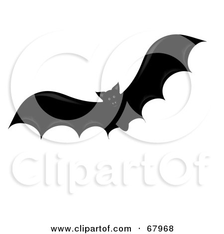 Royalty-Free (RF) Clipart Illustration of a Flying Red Eyed Vampire Bat by Pams Clipart