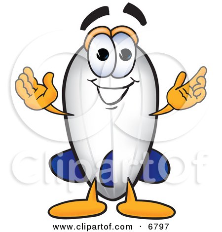 Clipart Picture of a Blimp Mascot Cartoon Character Standing With Open Arms by Mascot Junction