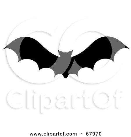 Royalty-Free (RF) Clipart Illustration of a Flying Silhouetted Vampire Bat by Pams Clipart