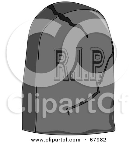 Royalty-Free (RF) Clipart Illustration of a Cracking RIP Tombstone by Pams Clipart