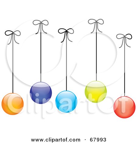 Royalty-Free (RF) Clipart Illustration of Colorful Christmas Balls Hanging From Strings by Pams Clipart