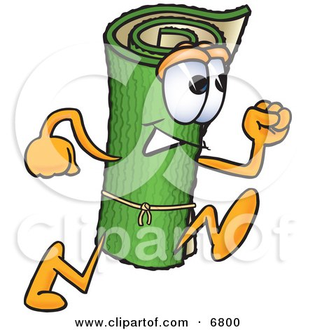 Clipart Picture of a Green Carpet Mascot Cartoon Character Running by Mascot Junction