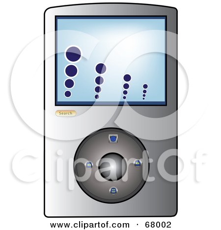 Royalty-Free (RF) Clipart Illustration of a Chrome Mp3 Player With A Blue Screen by Pams Clipart
