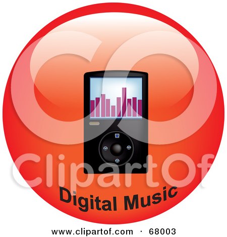 Royalty-Free (RF) Clipart Illustration of a Black Mp3 Player On A Red Circle by Pams Clipart