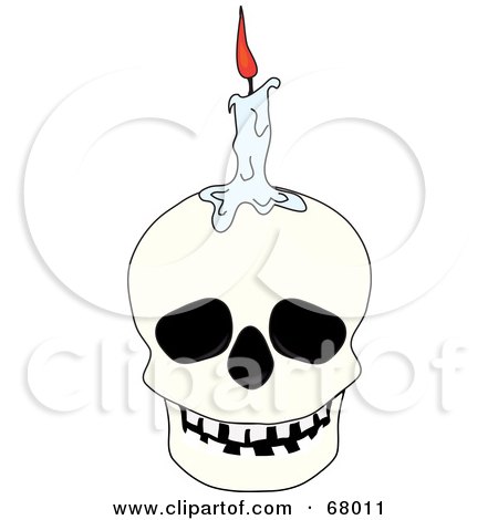 Royalty-Free (RF) Clipart Illustration of a Melting Candle On Top Of A White Human Skull by Pams Clipart