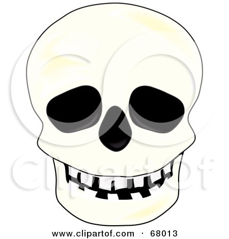 Royalty-Free (RF) Clipart Illustration of a Spooky White Human Skull With Black Eye Sockets by Pams Clipart