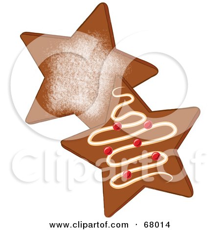 Royalty-Free (RF) Clipart Illustration of Two Star Shaped Gingerbread Cookies With Icing by Pams Clipart