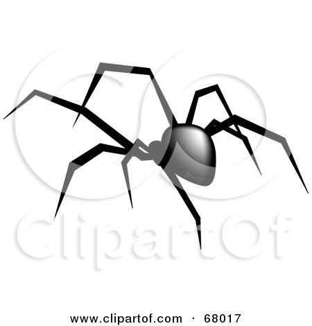Royalty-Free (RF) Clipart Illustration of a Creepy Black Widow Spider Walking Away by Pams Clipart