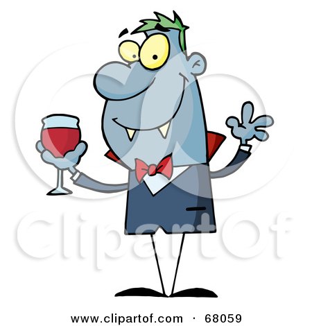 Royalty-Free (RF) Clipart Illustration of a Vampire Holding A Glass Of Blood  by Hit Toon