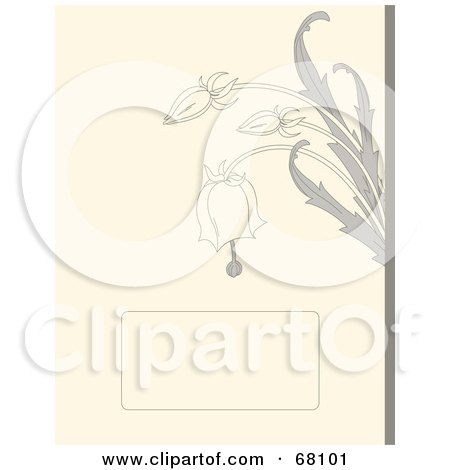 Royalty-Free (RF) Clipart Illustration of a Beige Bridal Background With Gray Bell Flowers And A Text Box by Pushkin