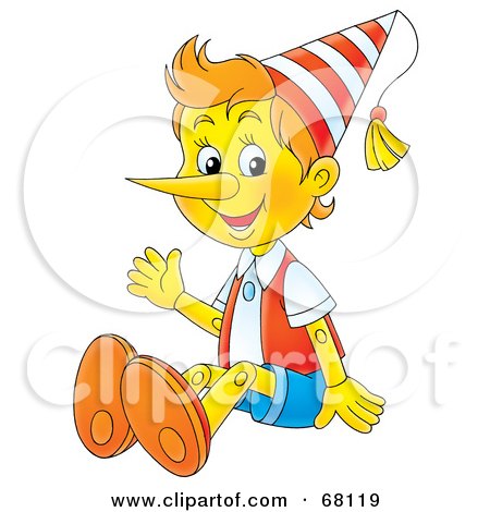 Royalty-Free (RF) Clipart Illustration of a Friendly Wooden Puppet Boy by Alex Bannykh