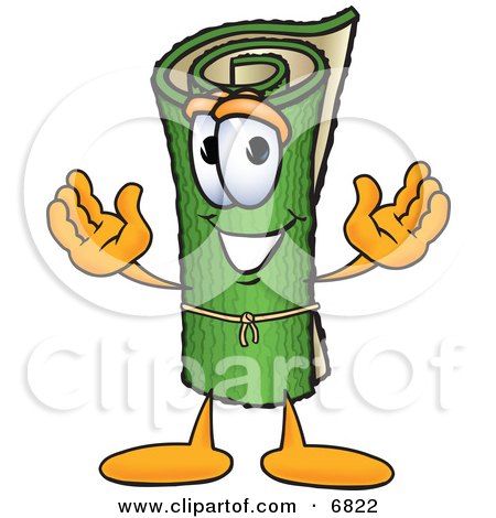 Clipart Picture of a Green Carpet Mascot Cartoon Character by Mascot Junction