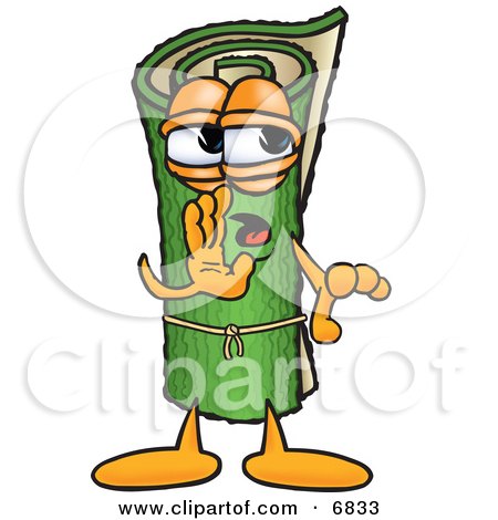 Clipart Picture of a Green Carpet Mascot Cartoon Character Whispering and Gossiping by Mascot Junction