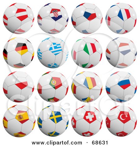 Royalty-Free (RF) Clipart Illustration of a Digital Collage Of 3d European Soccer Ball by stockillustrations
