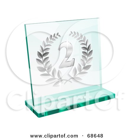 Royalty-Free (RF) Clipart Illustration of a Silver Transparent Glass Second Place Laurel Trophy by Oligo