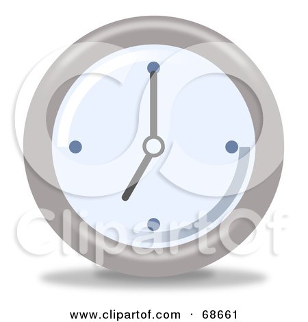 Royalty-Free (RF) Clipart Illustration of a Pale Blue And Gray Wall Clock At 7 by oboy