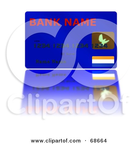 Royalty-Free (RF) Clipart Illustration of a Blue Credit Card With A Reflection by oboy