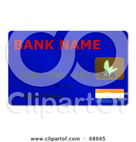 Royalty-Free (RF) Clipart Illustration of a Blue Credit Card by oboy