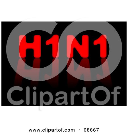 Royalty-Free (RF) Clipart Illustration of a Red H1N1 With a Reflection on Black by oboy