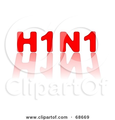 Royalty-Free (RF) Clipart Illustration of a Red H1N1 With a Reflection on White by oboy