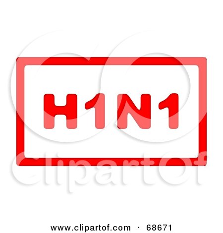 Royalty-Free (RF) Clipart Illustration of a Red H1N1 With A Red Border On White - Version 1 by oboy