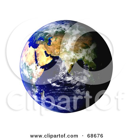 Royalty-Free (RF) Clipart Illustration of a 3d Globe Featuring The East by oboy