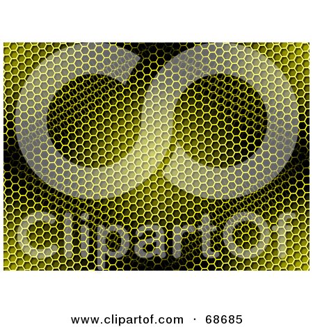 Royalty-Free (RF) Clipart Illustration of a Diamond Shape Over A Yellow Honeycomb Patterned Background by oboy