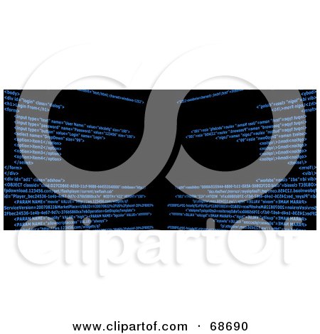 Royalty-Free (RF) Clipart Illustration of a Black Background With Blue Html Code - Version 2 by oboy