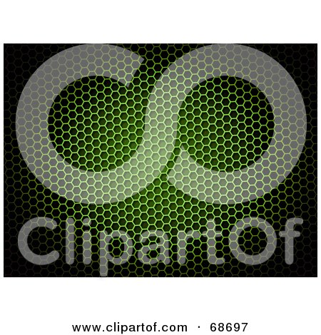Royalty-Free (RF) Clipart Illustration of a Light Shining On A Green Honeycomb Patterned Background by oboy