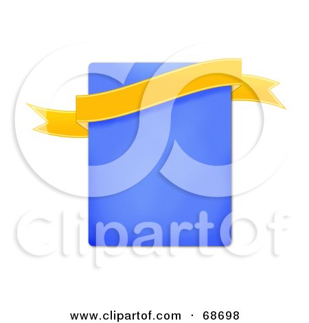 Royalty-Free (RF) Clipart Illustration of a Yellow Banner Over A Blue Rectangle On White by oboy