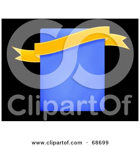 Royalty-Free (RF) Clipart Illustration of a Yellow Banner Over A Blue Rectangle On Black by oboy