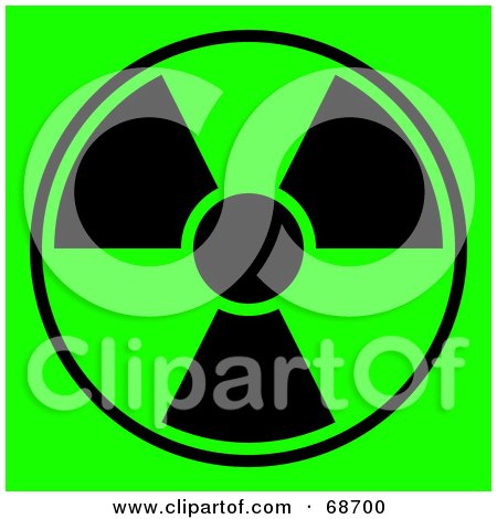 Royalty-Free (RF) Clipart Illustration of a Green And Black Radiation Symbol On Green by oboy