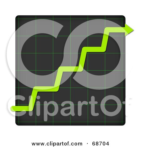 Royalty-Free (RF) Clipart Illustration of a Green Arrow On A Statistic Graph by oboy