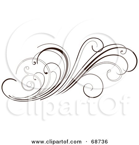 Royalty-Free (RF) Clipart Illustration of a Dark Brown Floral Scroll Design Element - Version 6 by OnFocusMedia