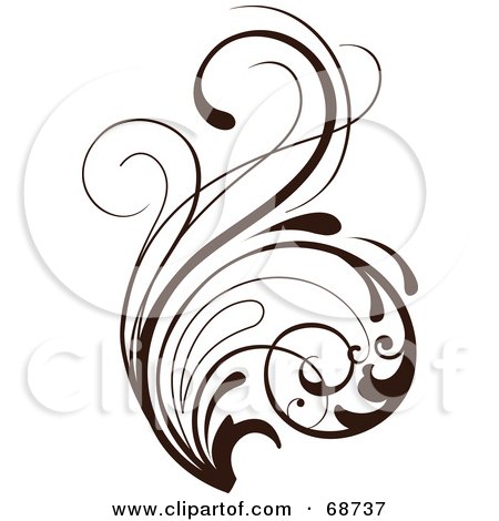 Royalty-Free (RF) Clipart Illustration of a Dark Brown Floral Scroll Design Element - Version 2 by OnFocusMedia