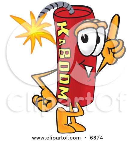 Clipart Picture of a Red Dynamite Mascot Cartoon Character Pointing Upwards by Mascot Junction