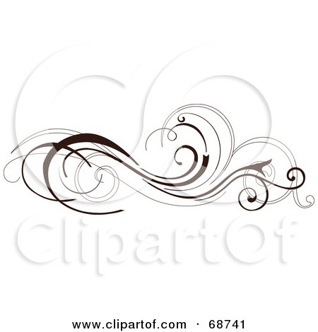 Royalty-Free (RF) Clipart Illustration of a Dark Brown Floral Scroll Design Element - Version 5 by OnFocusMedia