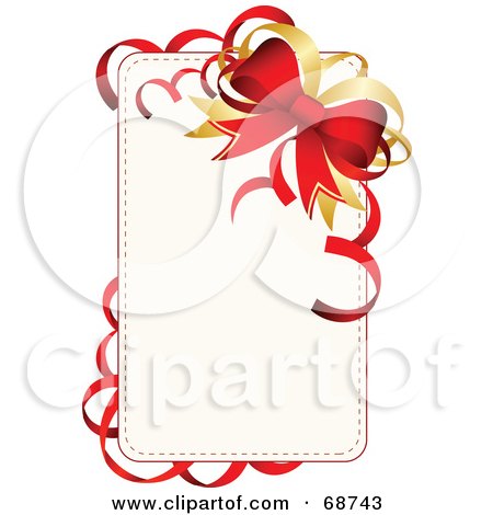 Royalty-Free (RF) Clipart Illustration of a White Christmas Gift Background With Gold And Red Bows And Ribbons by OnFocusMedia