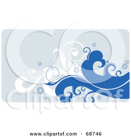 Royalty-Free (RF) Clipart Illustration of a Blue Floral Background With Vines - Version 2 by OnFocusMedia